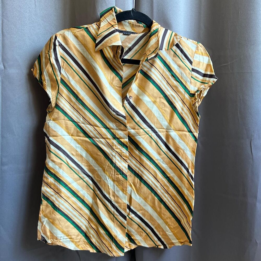 Women's Orange and Green Blouse